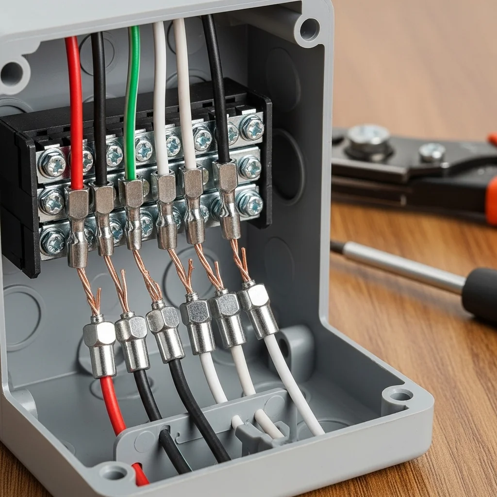 Instalación de empalme eléctrico exterior